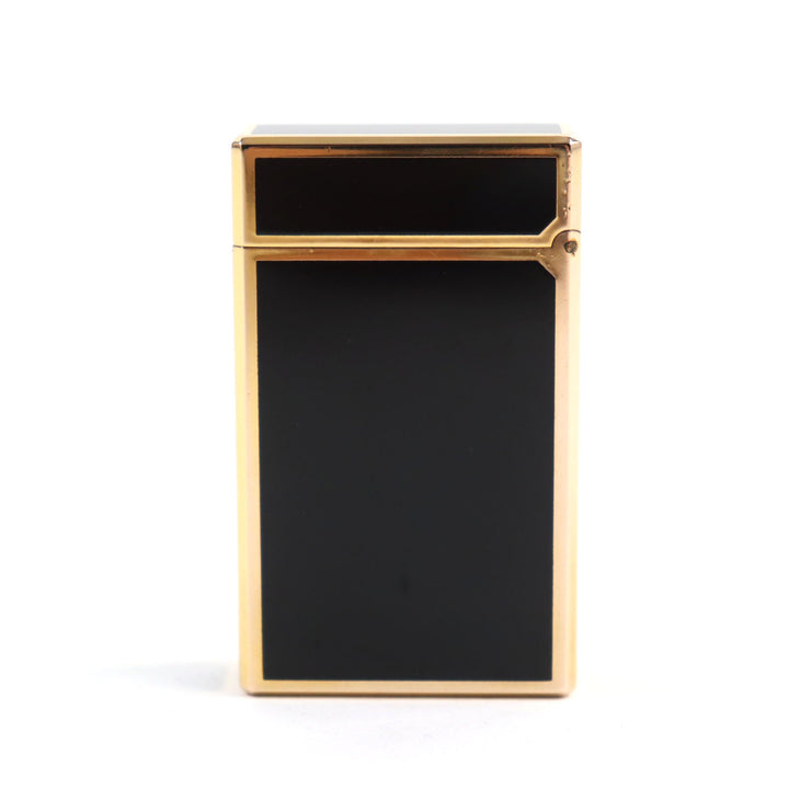 外装良品○Dupont デュポン ライン1 ロング 都彰 ラッカー スクエア ローラー式 喫煙グッズ ガスライター ブラック ゴールド 着火不可