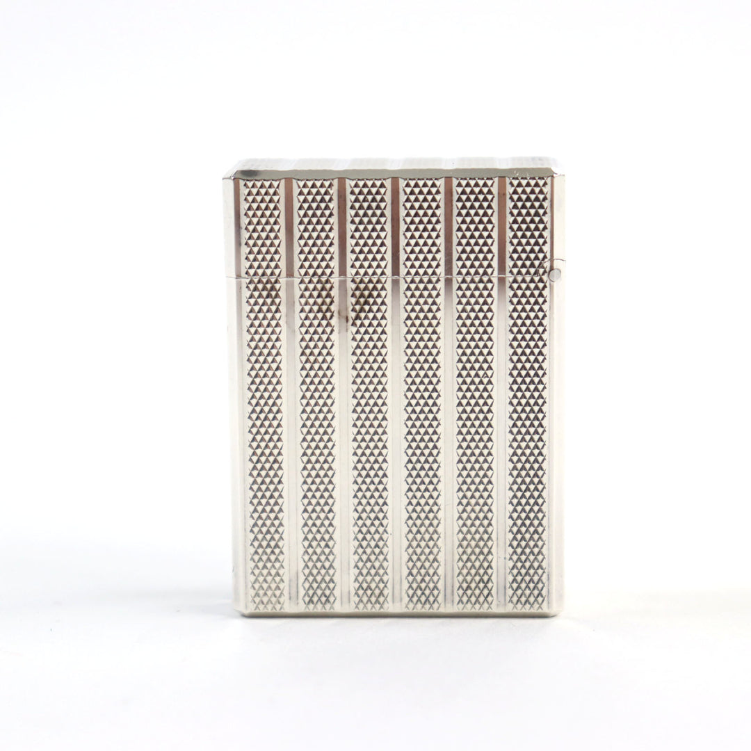 外装美品○Dupont デュポン ライン1 ショート ストライプ×ダイヤモンド柄　ローラー式 喫煙グッズ ガスライター シルバー 着火不可