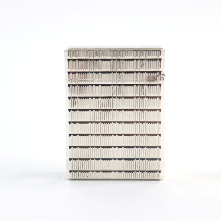 外装美品○Dupont デュポン ライン1 ショート ブロックチェック柄 スクエア ローラー式 喫煙グッズ ガスライター シルバー 着火不可
