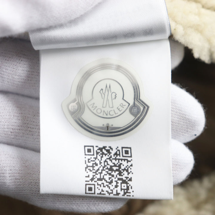 未使用品●MONCLER モンクレール 2021年製 CURVAL ムートン切替 ロゴパッチ付 ジップアップ ダウンジャケット ブラウン 0 正規品 メンズ