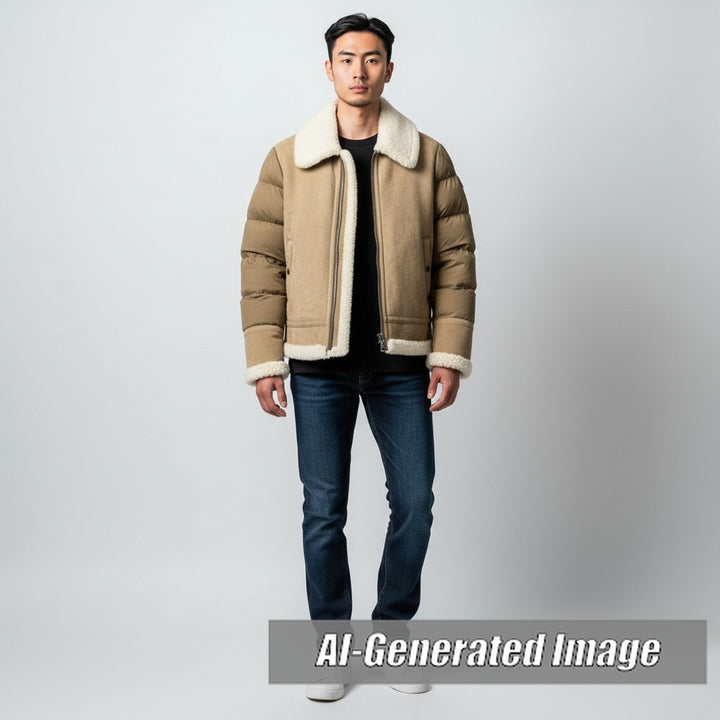 未使用品●MONCLER モンクレール 2021年製 CURVAL ムートン切替 ロゴパッチ付 ジップアップ ダウンジャケット ブラウン 0 正規品 メンズ