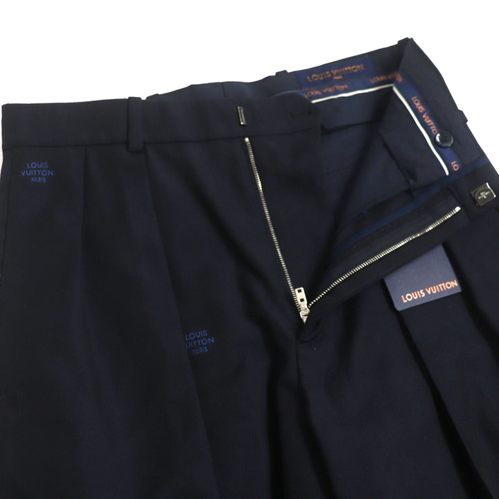 【ドンドン見直し】未使用品 ルイヴィトン 22AW ウール コットン ダミエ テーラドショーツ ショートパンツ 紺 36 伊製 正規品 メンズ