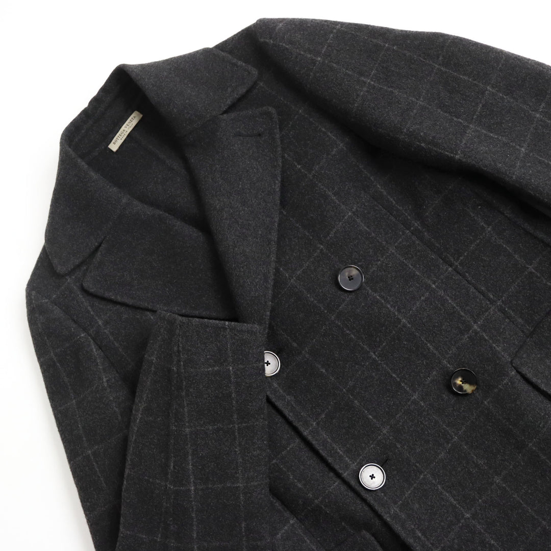極美品 ボッテガヴェネタ 17AW カシミヤ100% ダブルチェスターコート グレー 46 ハンガー・ガーメント付 伊製 正規品