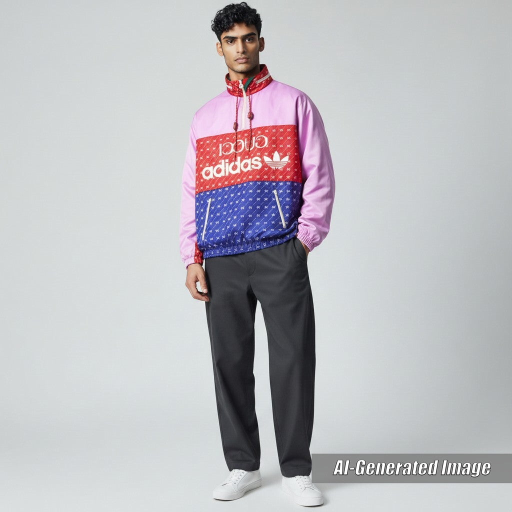 【ドンドン見直し】極美品□グッチ adidas 22AW 691429 トレフォイル GGロゴ フード入 アノラックパーカー ブルゾン 46 伊製 正規品