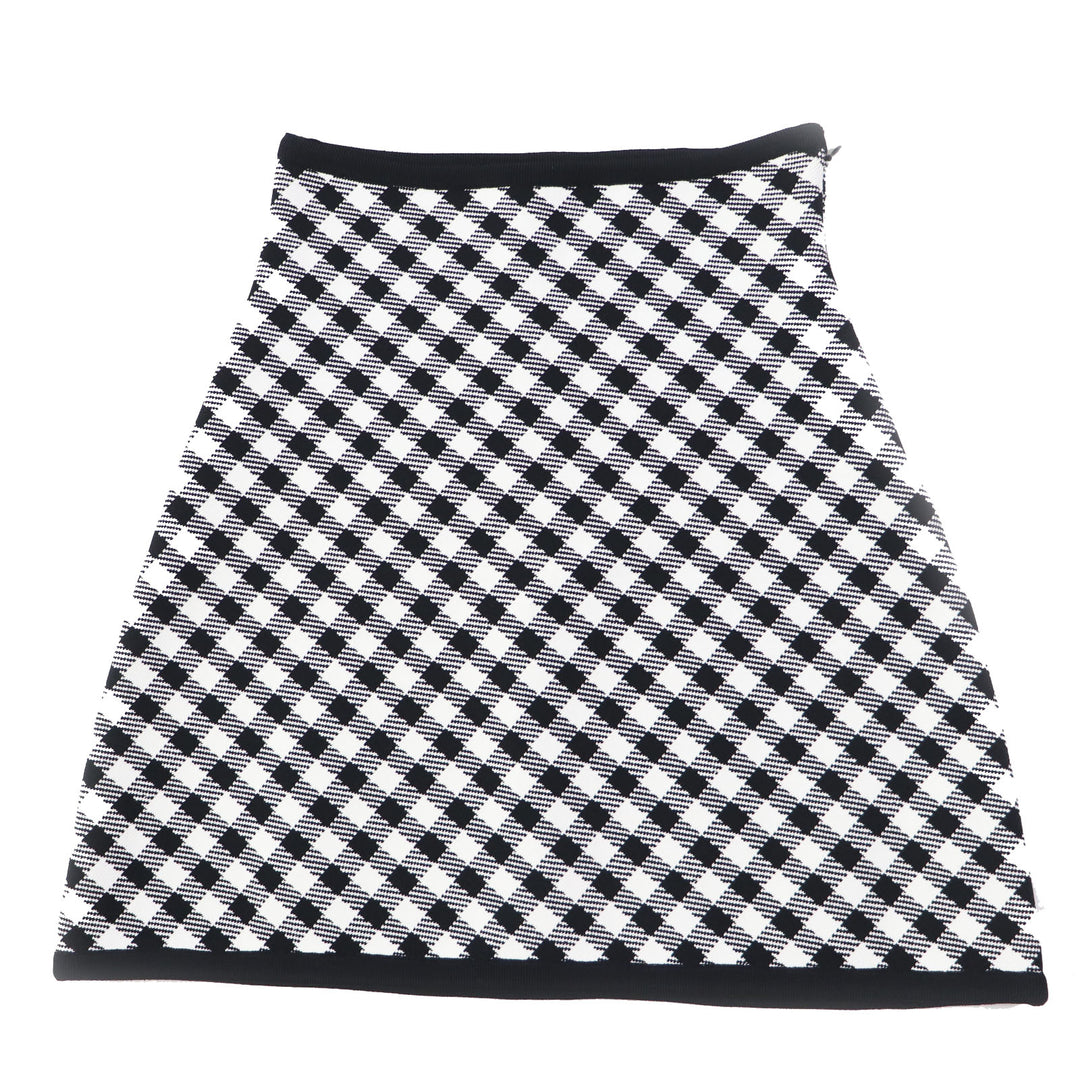 【ドンドン見直し】極美品◎クリスチャンディオール 2022年製 254J18AM514 ギンガムチェック柄 フレアスカート 黒 白 38 伊製 正規品