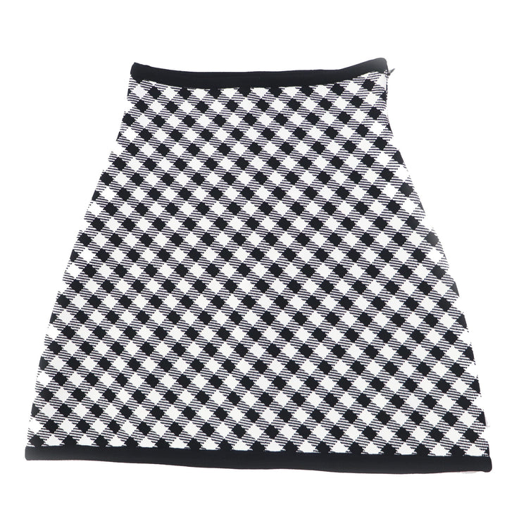 【ドンドン見直し】極美品◎クリスチャンディオール 2022年製 254J18AM514 ギンガムチェック柄 フレアスカート 黒 白 38 伊製 正規品