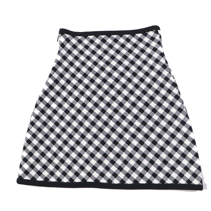 【ドンドン見直し】極美品◎クリスチャンディオール 2022年製 254J18AM514 ギンガムチェック柄 フレアスカート 黒 白 38 伊製 正規品