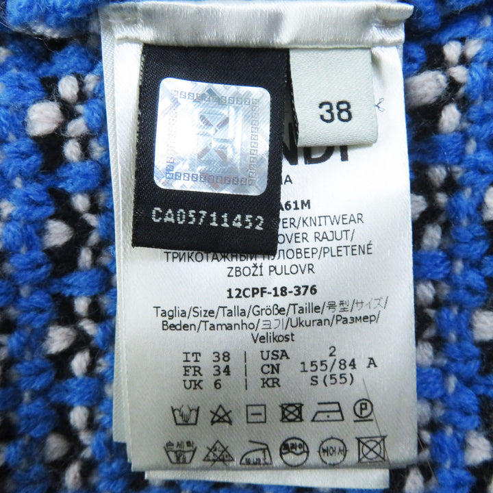 極美品◎フェンディ 18年製 FZY731 カシミヤ混 FFロゴ／ズッカ柄 ニット パーカー 38 イタリア製 正規品 レディース