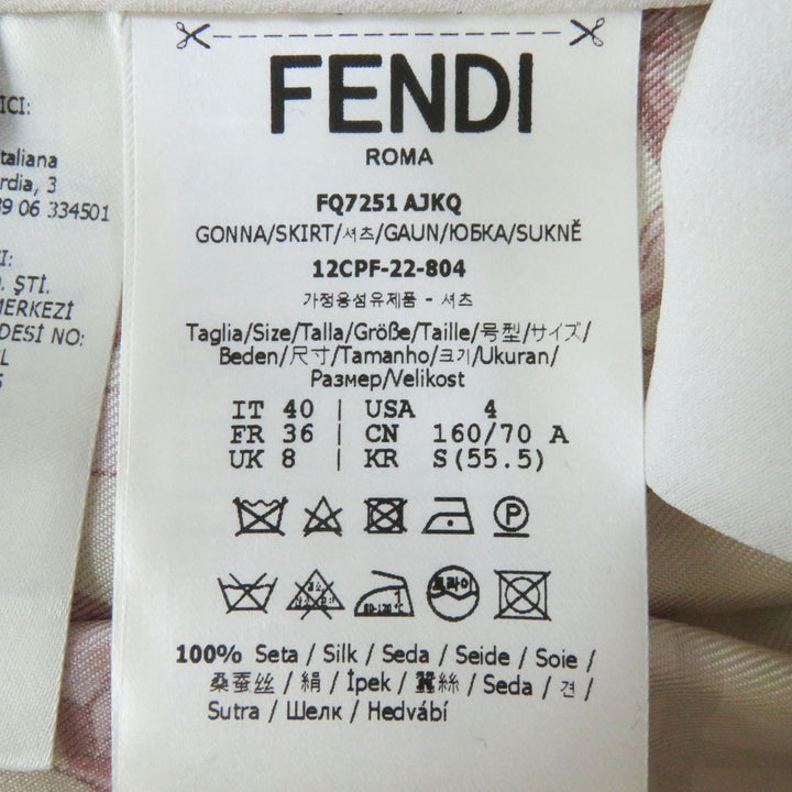 【ドンドン見直し】未使用品◎フェンダーチェ 22SS FQ7251 シルク100％ ズッカ柄 プリーツスカート 40 ハンガー 正規品 レディース