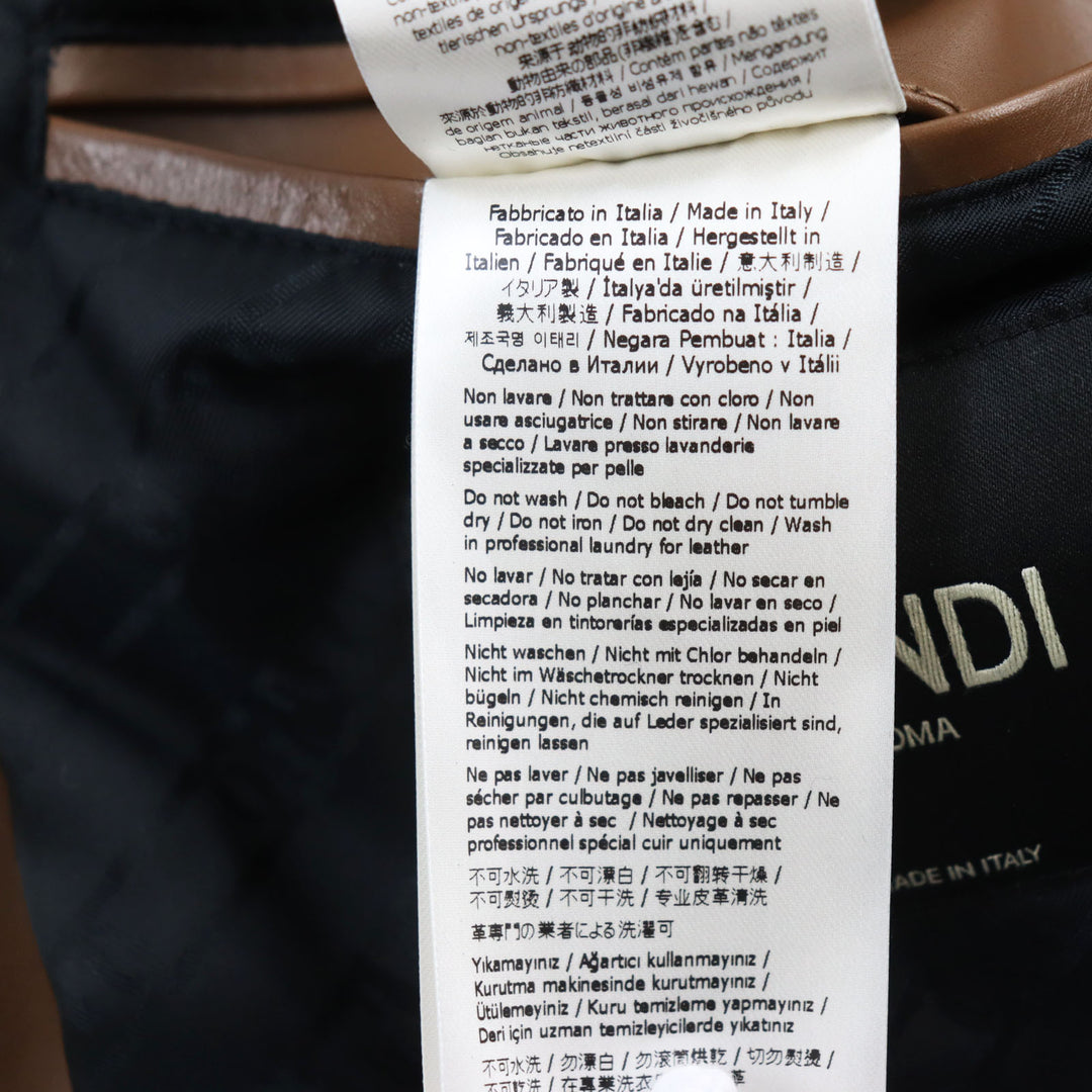 極美品●フェンディ 2022年製 FW1163 レザートリミング 中綿入り ウールアルパカブルゾン ベージュ ブラウン 46 伊製 正規品 メンズ