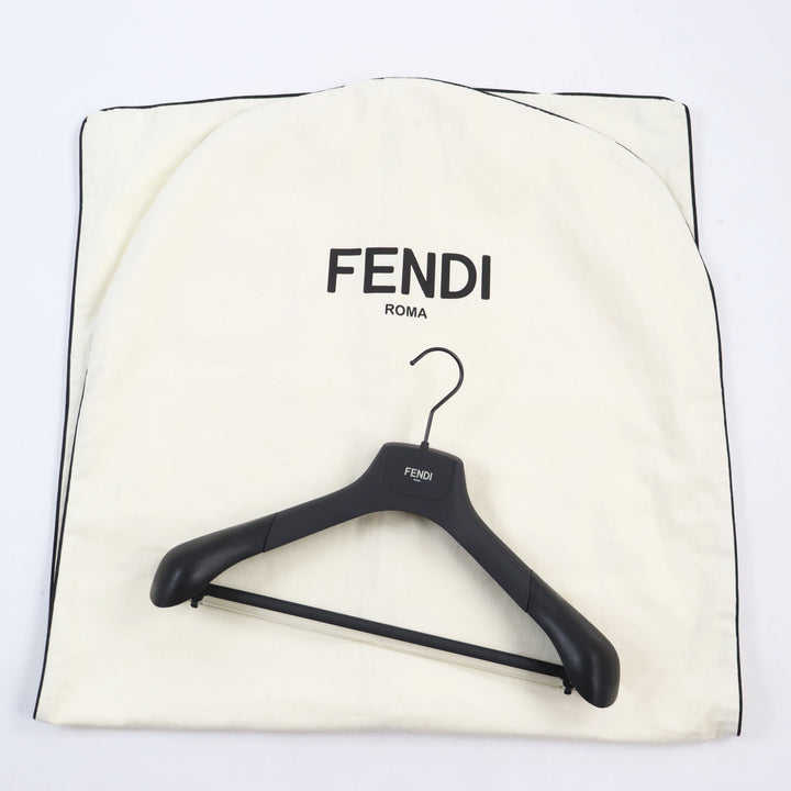 極美品●フェンディ 2022年製 FW1163 レザートリミング 中綿入り ウールアルパカブルゾン ベージュ ブラウン 46 伊製 正規品 メンズ