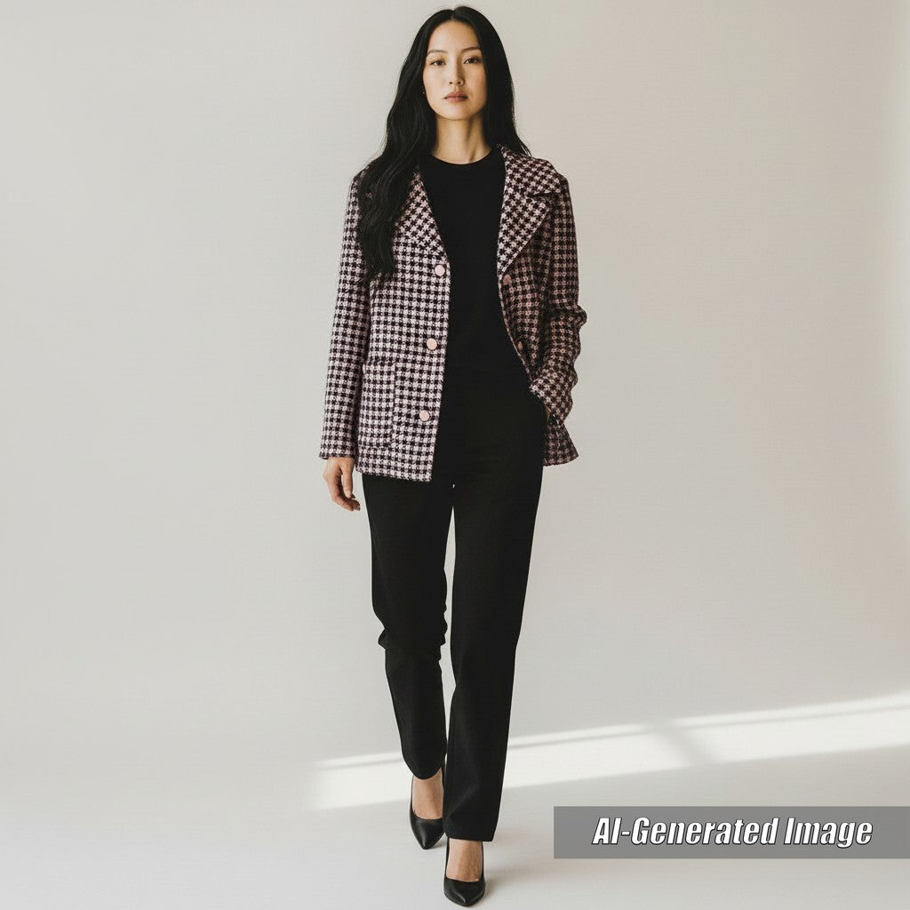 極美品△グッチ 674323 ウール GGボタン 千鳥格子柄 裏地シルク100％ 九分袖 ハンドトゥース ジャケット 40 正規品