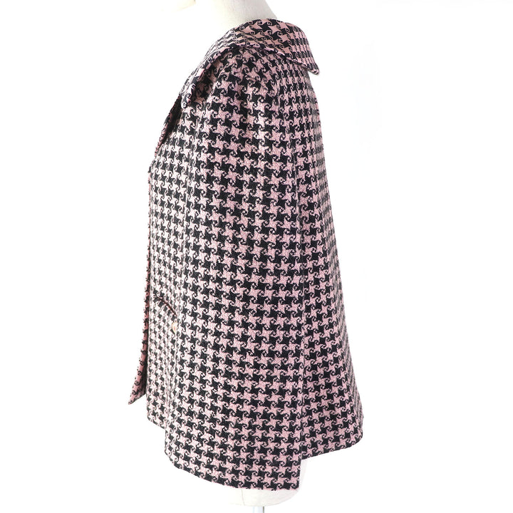 極美品△グッチ 674323 ウール GGボタン 千鳥格子柄 裏地シルク100％ 九分袖 ハンドトゥース ジャケット 40 正規品