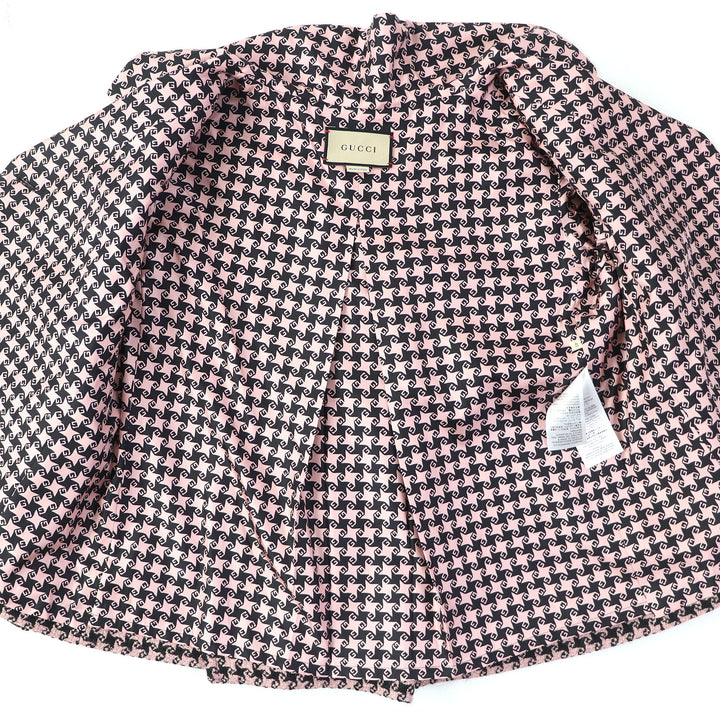 極美品△グッチ 674323 ウール GGボタン 千鳥格子柄 裏地シルク100％ 九分袖 ハンドトゥース ジャケット 40 正規品