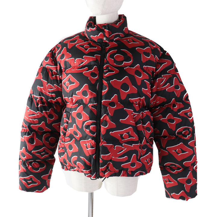 極美品◎ルイヴィトン ウルスフィッシャー 21SS タフテッドモノグラム ダウンジャケット 黒 赤 38 正規品 レディース