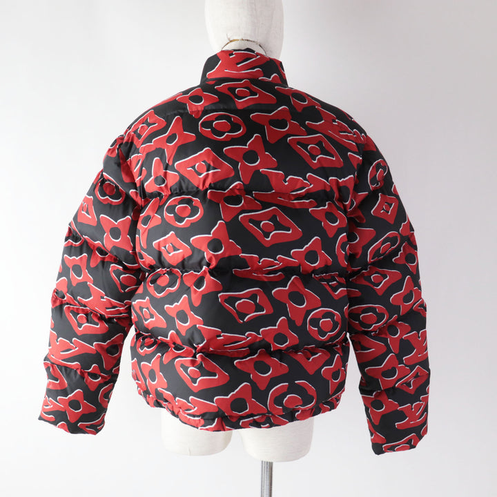 極美品◎ルイヴィトン ウルスフィッシャー 21SS タフテッドモノグラム ダウンジャケット 黒 赤 38 正規品 レディース