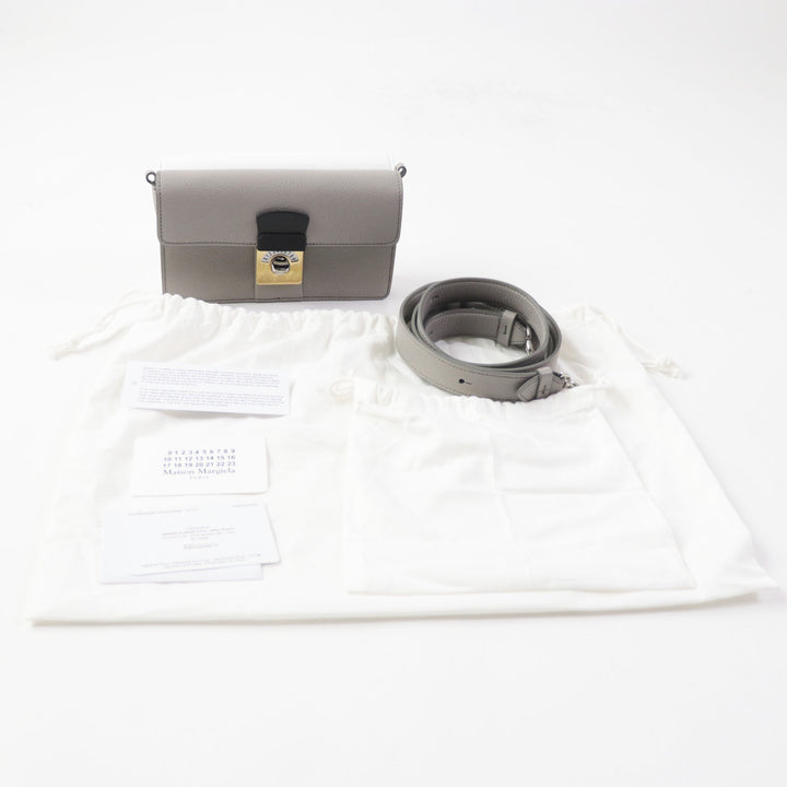 【ドンドン見直し】極美品◎メゾンマルジェラ SB1WD0002 NEW LOCK ニューロック ホリゾンタル レザー ショルダーバッグ 保存袋 正規品