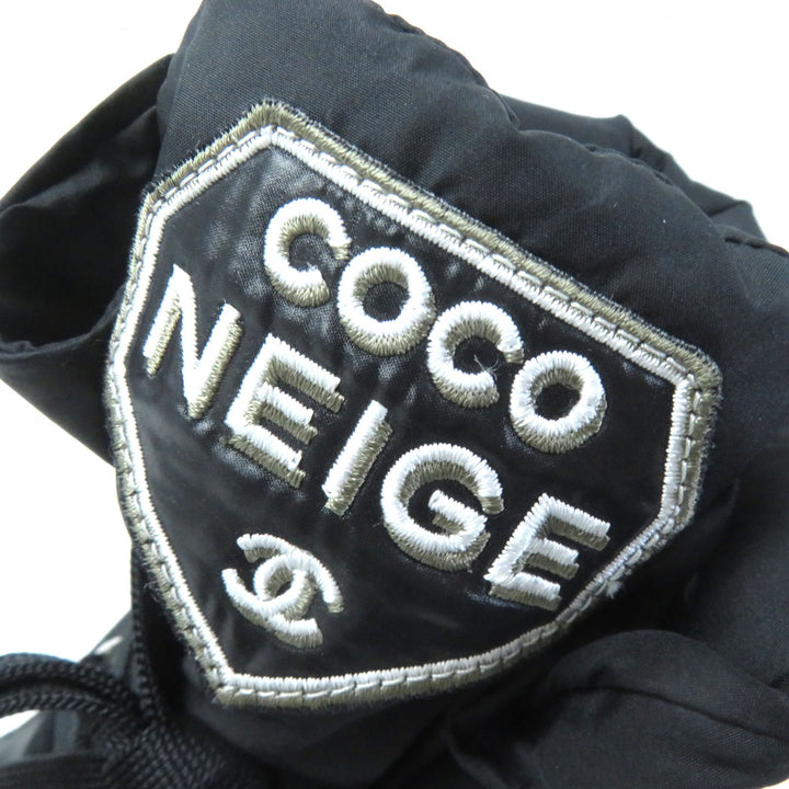 美品△シャネル G34082 COCONEIGE ココネージュ ココマーク レザー使い ナイロン ショートブーツ 黒 35.5 レディース
