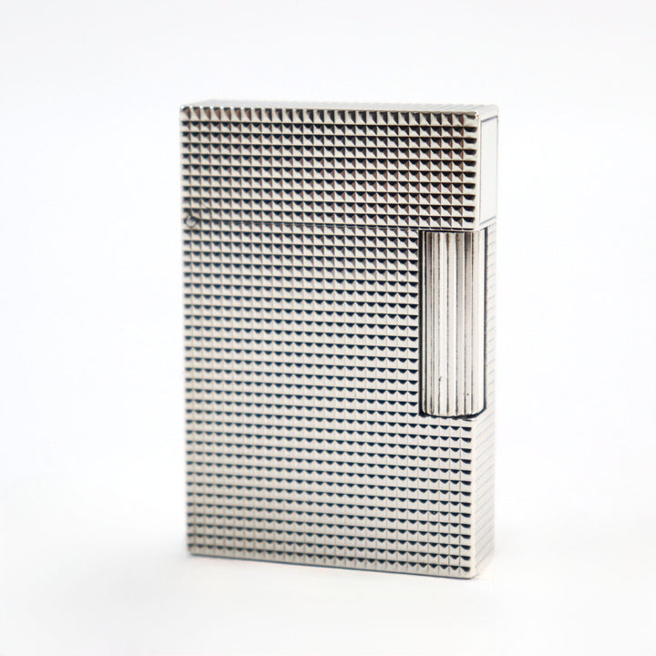 外装極美品○Dupont デュポン ライン2 ショート マイクロダイヤモンドヘッド ローラー式 喫煙グッズ ガスライター シルバー 着火不可