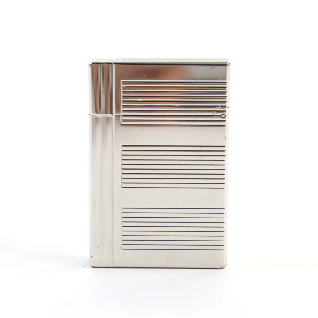 外装美品○Dupont デュポン ギャッツビー ボーダー柄 鏡面 スクエアフォルム ローラー式 喫煙グッズ ガスライター シルバー 着火不可