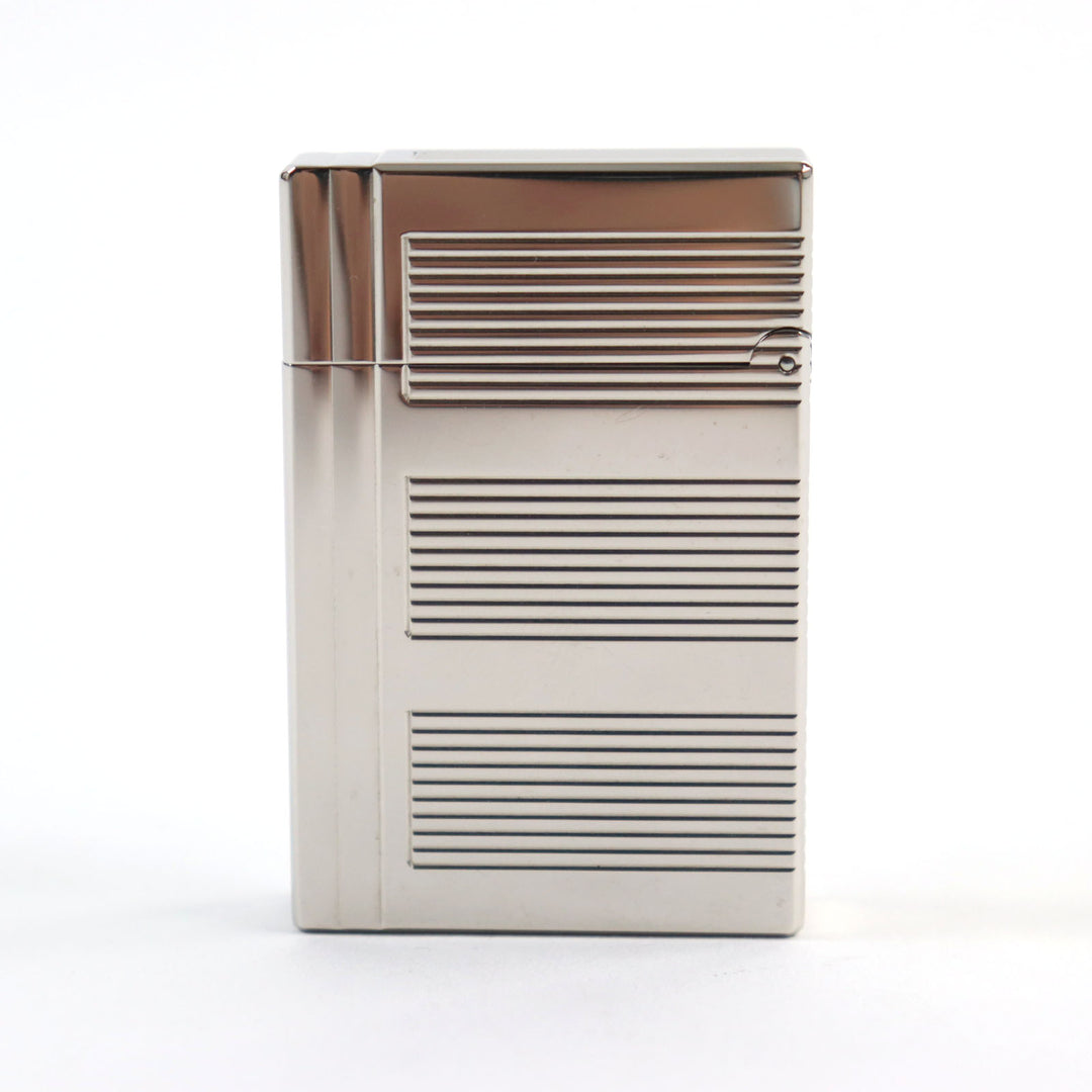 外装極美品○Dupont デュポン ギャッツビー ボーダー柄 鏡面 スクエアフォルム ローラー式 喫煙グッズ ガスライター シルバー 着火不可