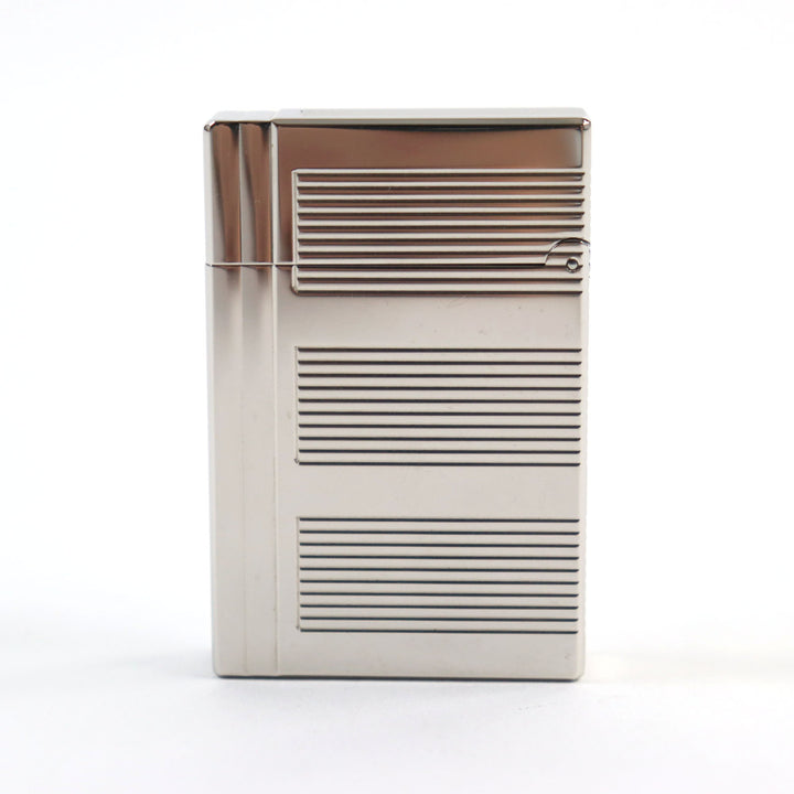 外装極美品○Dupont デュポン ギャッツビー ボーダー柄 鏡面 スクエアフォルム ローラー式 喫煙グッズ ガスライター シルバー 着火不可