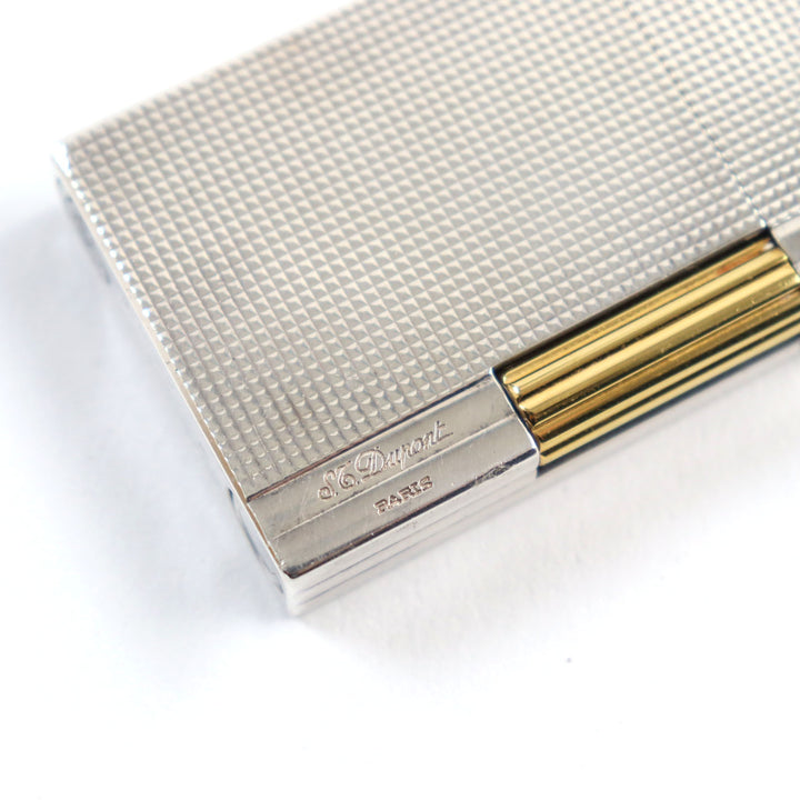 外装美品○Dupont デュポン ギャッツビー マイクロダイヤモンドヘッド コンビ ローラー式 ガスライター シルバー ゴールド 着火不可