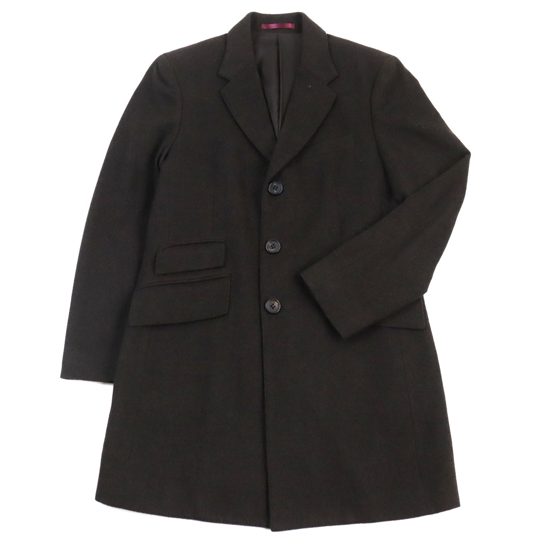 美品○ピーエス ポールスミス PP-RM-35794 カシミヤ100% コインポケット チェスターコート ダークブラウン S 日本製 正規品