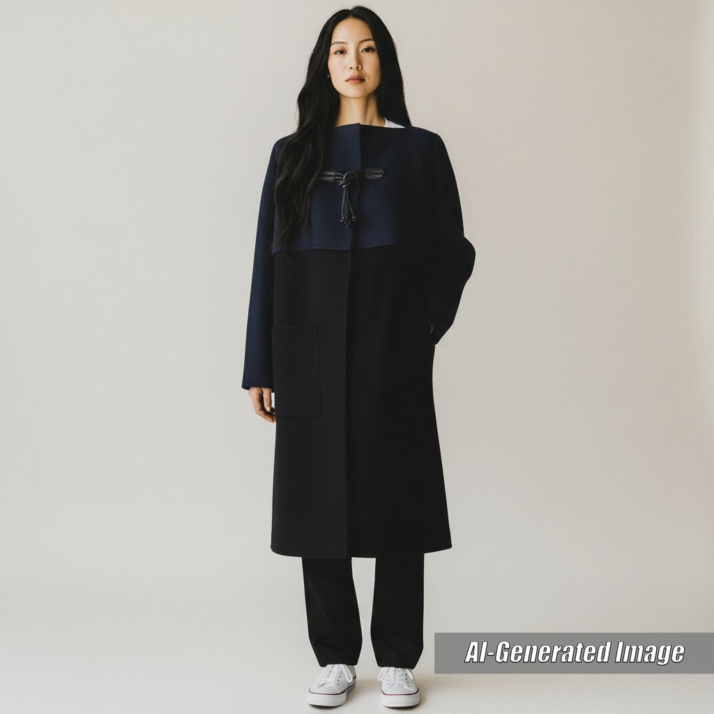 極美品□ エルメス 2022年製 2H0114DB カシミヤ100％ ラムレザー使い ノーカラーコート キモノコート ブラック 36 イタリア製