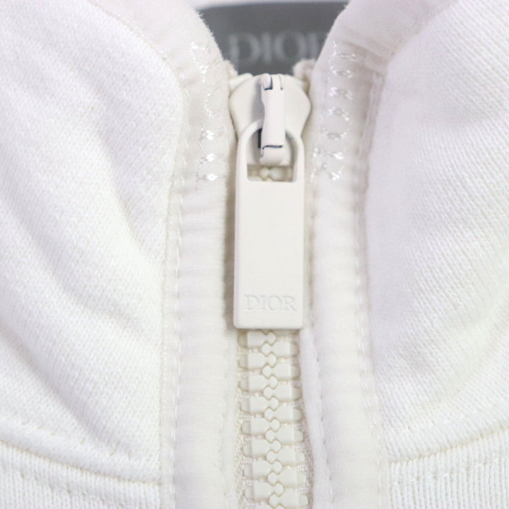 美品▼ディオール オム 24SS 413J434A0879 Dior 47 ロゴ刺繍入 ハーフジップ プルオーバー スウェット ホワイト XL 正規品