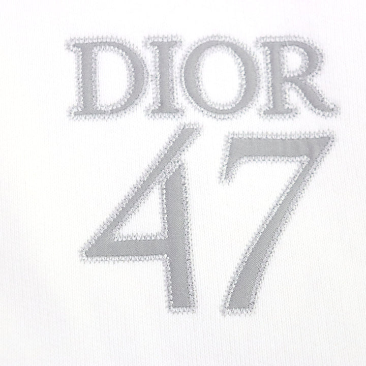 美品▼ディオール オム 24SS 413J434A0879 Dior 47 ロゴ刺繍入 ハーフジップ プルオーバー スウェット ホワイト XL 正規品