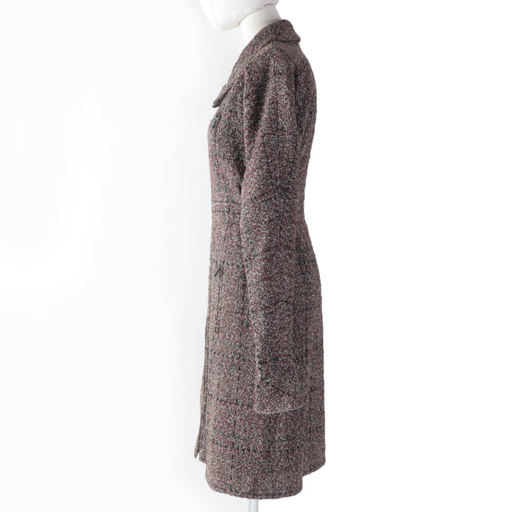 美品☆CHANEL シャネル P49823 裏地シルク100％ ZIP UP ツイードコート Aラインコート マルチカラー 34 フランス製 正規品 レディース