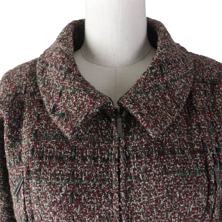 美品☆CHANEL シャネル P49823 裏地シルク100％ ZIP UP ツイードコート Aラインコート マルチカラー 34 フランス製 正規品 レディース