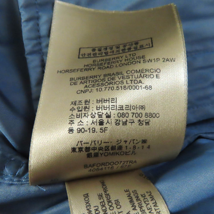 極美品★BURBERRY バーバリー 4054116 ベルト・ロゴZIP付 ノーカラー コート ブルー 36 正規品 レディース