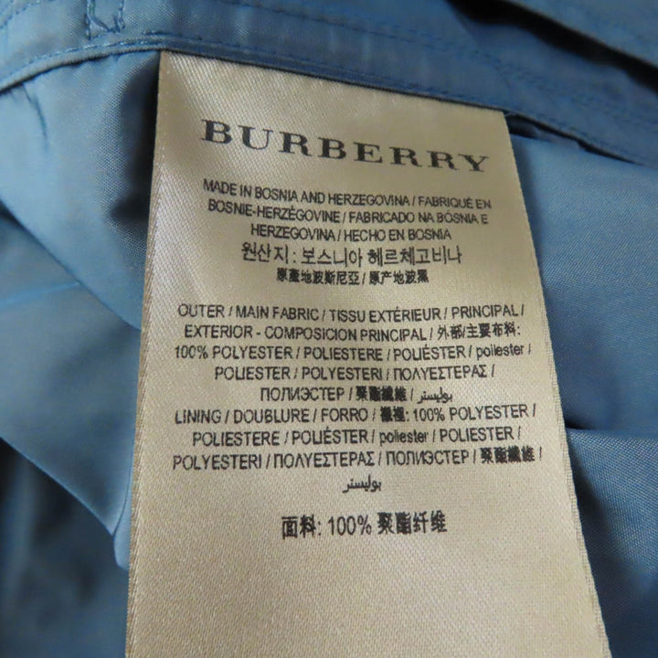 極美品★BURBERRY バーバリー 4054116 ベルト・ロゴZIP付 ノーカラー コート ブルー 36 正規品 レディース