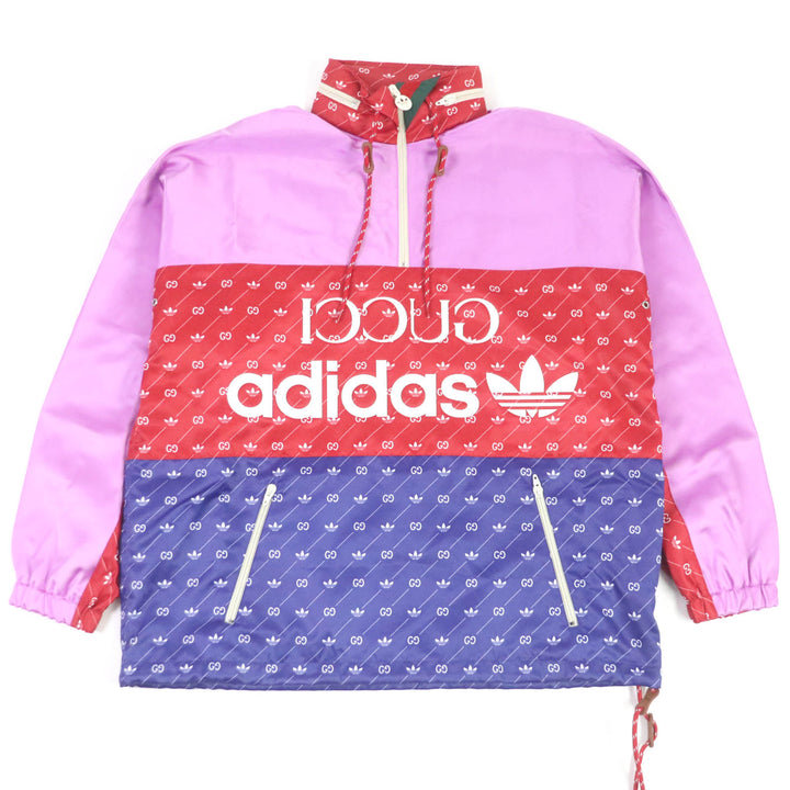 【ドンドン見直し】極美品□グッチ adidas 22AW 691429 トレフォイル GGロゴ フード入 アノラックパーカー ブルゾン 46 伊製 正規品