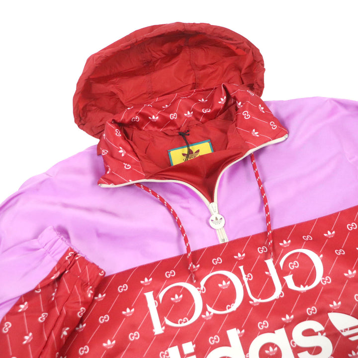 【ドンドン見直し】極美品□グッチ adidas 22AW 691429 トレフォイル GGロゴ フード入 アノラックパーカー ブルゾン 46 伊製 正規品