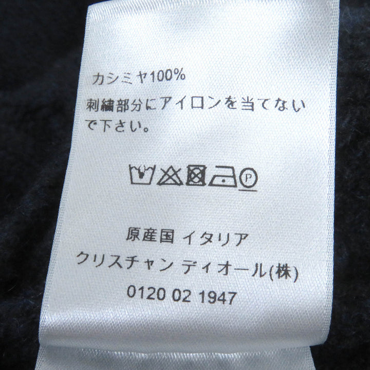 極美品□DIOR ディオール オム 113M616AT183 カシミヤ CDロゴ刺繍 ハイネック ケーブルニット セーター ネイビー M イタリア製 正規品