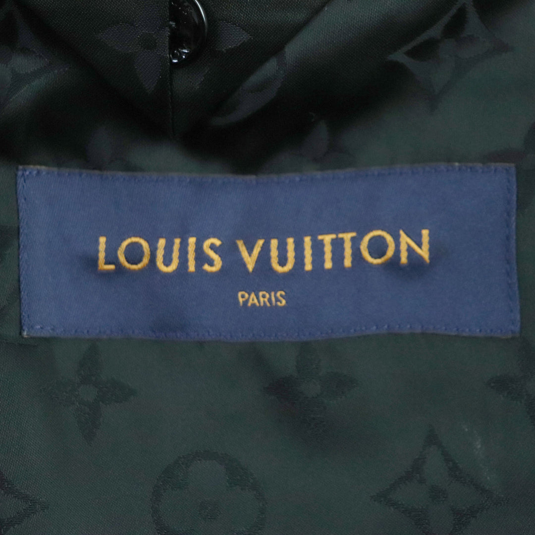 極美品▼LOUIS VUITTON ルイヴィトン マドラスチェック モノグラム ロゴ入りボタン チェスターコート ピンク マルチ 48 伊製 正規品