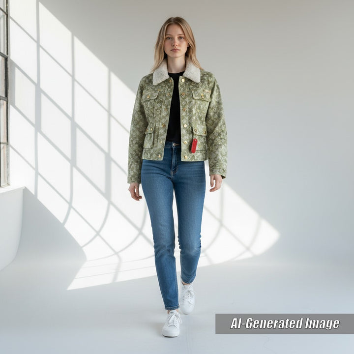 未使用★ルイヴィトン 08AW モノグラモフラージュ・ライン 村上隆コラボ 襟ボア付 モノグラム カモフラ デニムジャケット 40 正規品