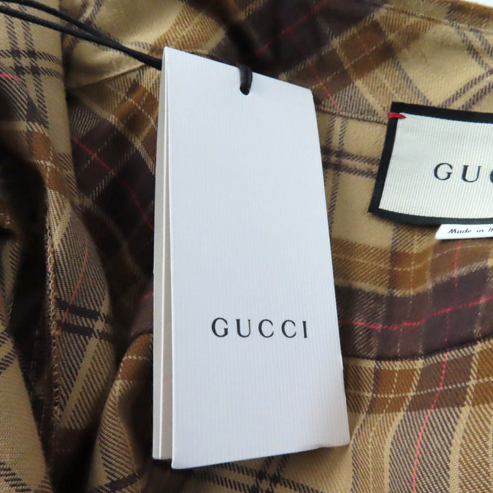 【ドンドン見直し】極美品★GUCCI グッチ 20AW 641302 チェック柄 カットオフ ノースリーブシャツ 40 伊製 正規品 レディース
