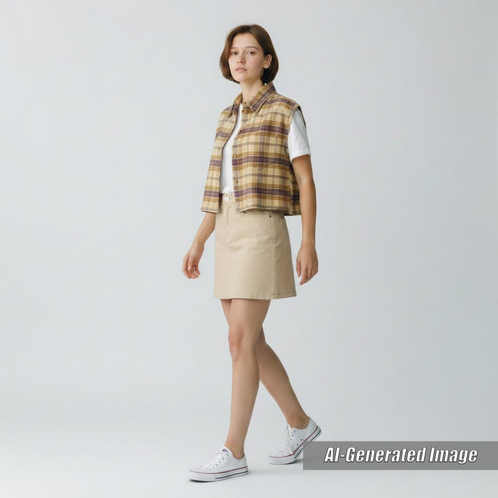 【ドンドン見直し】極美品★GUCCI グッチ 20AW 641302 チェック柄 カットオフ ノースリーブシャツ 40 伊製 正規品 レディース