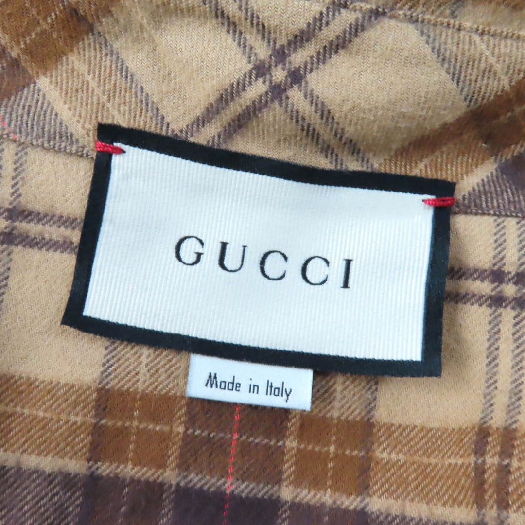 【ドンドン見直し】極美品★GUCCI グッチ 20AW 641302 チェック柄 カットオフ ノースリーブシャツ 40 伊製 正規品 レディース