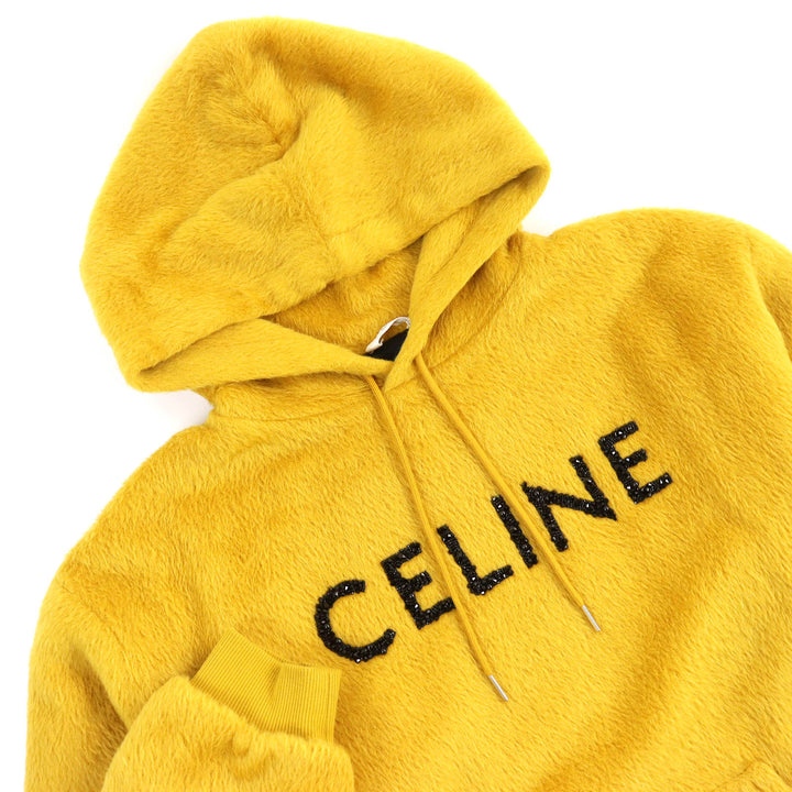 【ドンドン見直し】極美品△セリーヌ 22AW 2Y964925R ファジーウール ルーズフィット フーディー スパンコールロゴ パーカー L 正規品