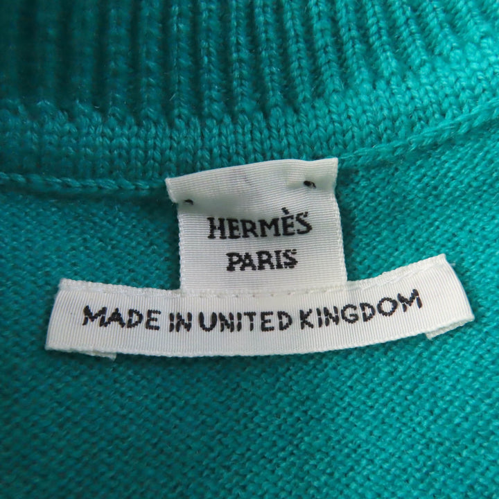 極美品☆HERMES エルメス 定価180400円 2024年製 カシミヤ100％ ショートスリーブ 半袖ニット グリーン系 36 英国製 正規品 レディース