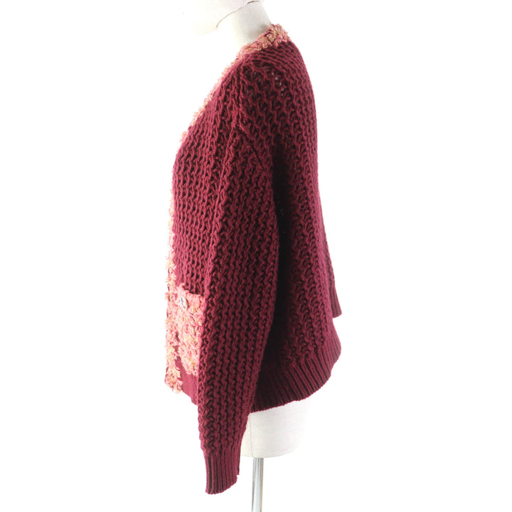 極美品★シャネル P72932 カシミヤ100％ ココマークボタン付 ミックスニット使い ニットカーディガン 34/36 正規品