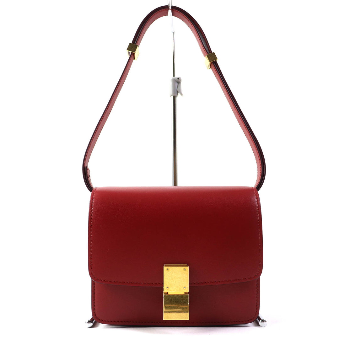 【ドンドン見直し】極美品△CELINE セリーヌ 189183DLS CLASSIC BOX Small レザー ショルダーバッグ レッド ゴールド金具 伊製