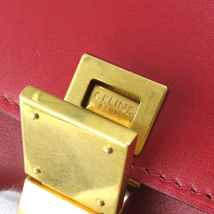【ドンドン見直し】極美品△CELINE セリーヌ 189183DLS CLASSIC BOX Small レザー ショルダーバッグ レッド ゴールド金具 伊製