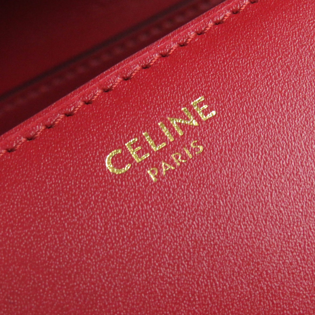【ドンドン見直し】極美品△CELINE セリーヌ 189183DLS CLASSIC BOX Small レザー ショルダーバッグ レッド ゴールド金具 伊製