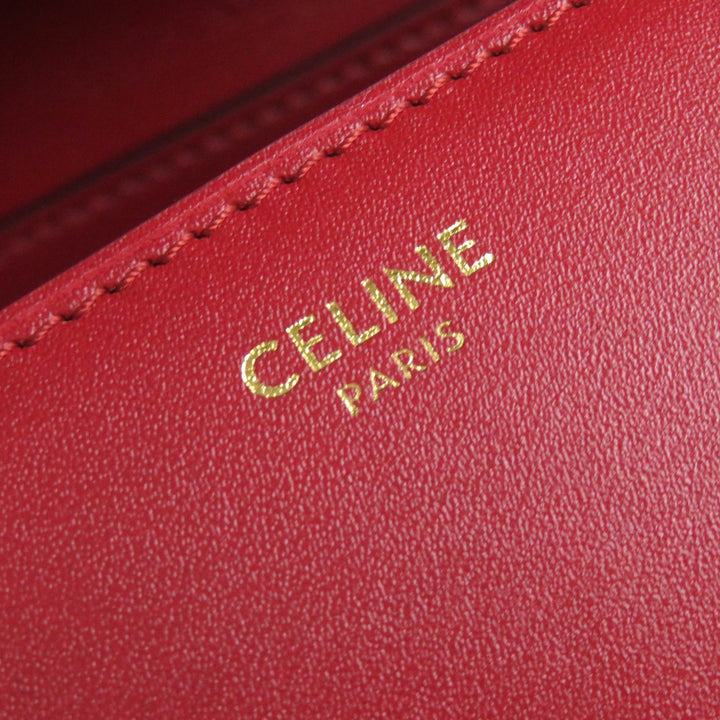 【ドンドン見直し】極美品△CELINE セリーヌ 189183DLS CLASSIC BOX Small レザー ショルダーバッグ レッド ゴールド金具 伊製